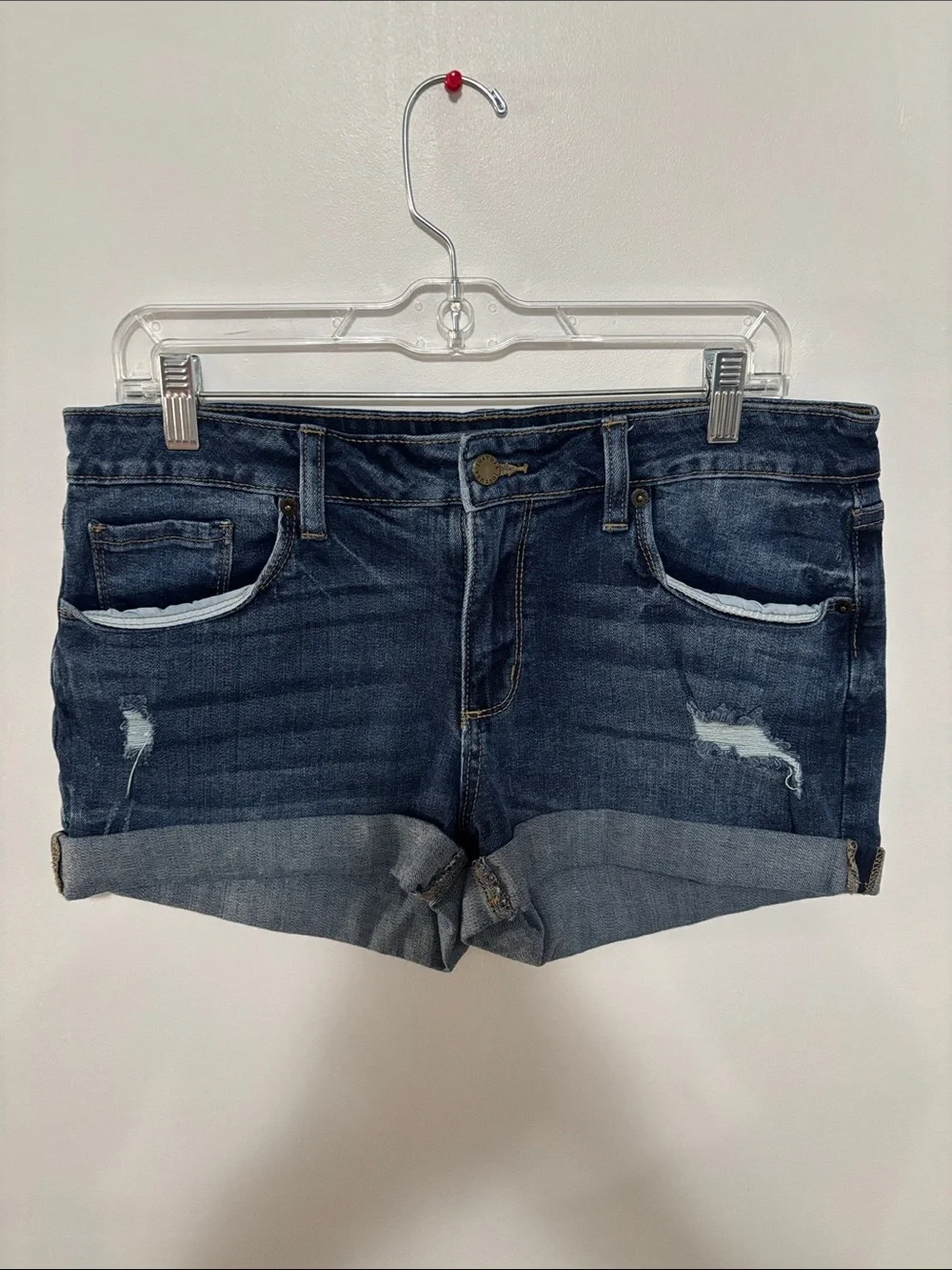 JUST USA Cuffed Distressed Denim Shorts | Size 30